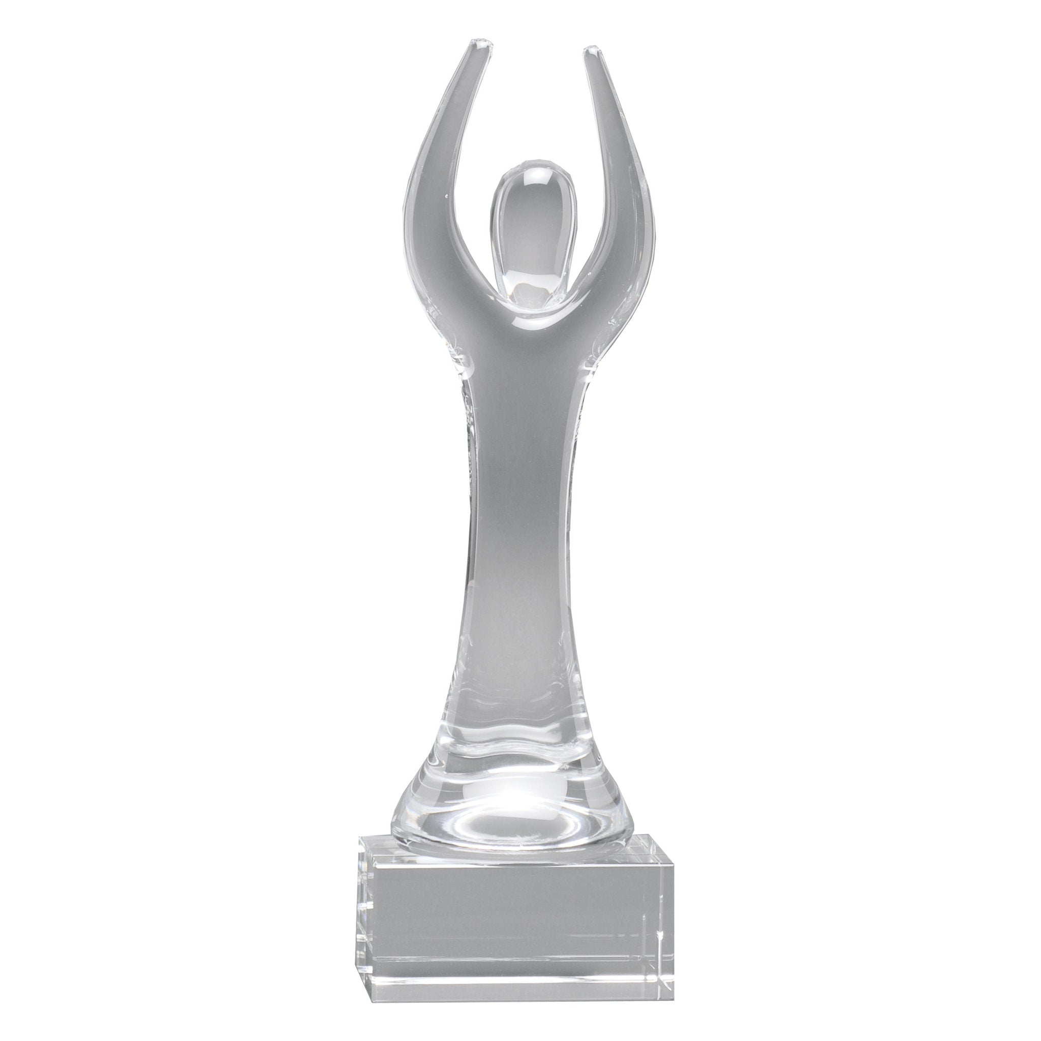 Handgefertigte Glasfigur aus klarem Glas auf massivem Glassockel, geeignet für hochwertige und repräsentative Auszeichnungen.

Crystal Victor mit Sockel verbindet die aufstrebende Figur mit einem klaren, massiven Glassockel. Dadurch erhält die Form zusätz