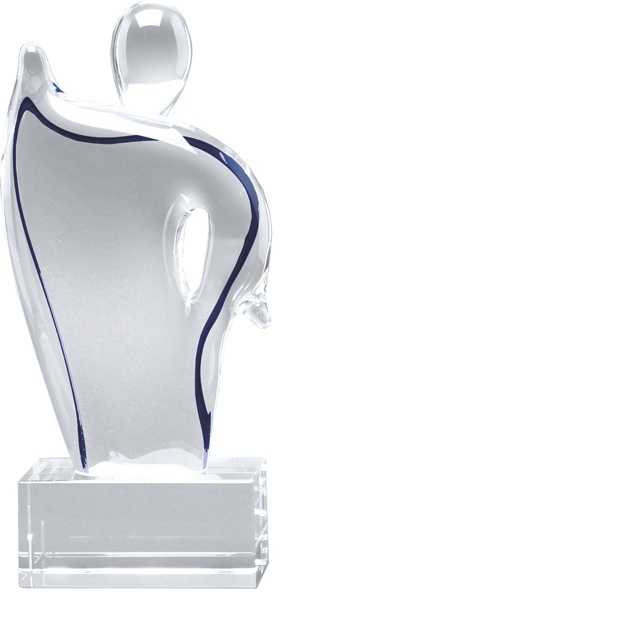 Handgefertigte Glasskulptur aus klarem Glas mit sanftem Farbeffekt, formschön und massiv ausgeführt.

Die Skulptur Heaven 9 wirkt ruhig und geschlossen. Die kompakte, organische Form erinnert an eine stilisierte Figur und vermittelt Stabilität und Balance