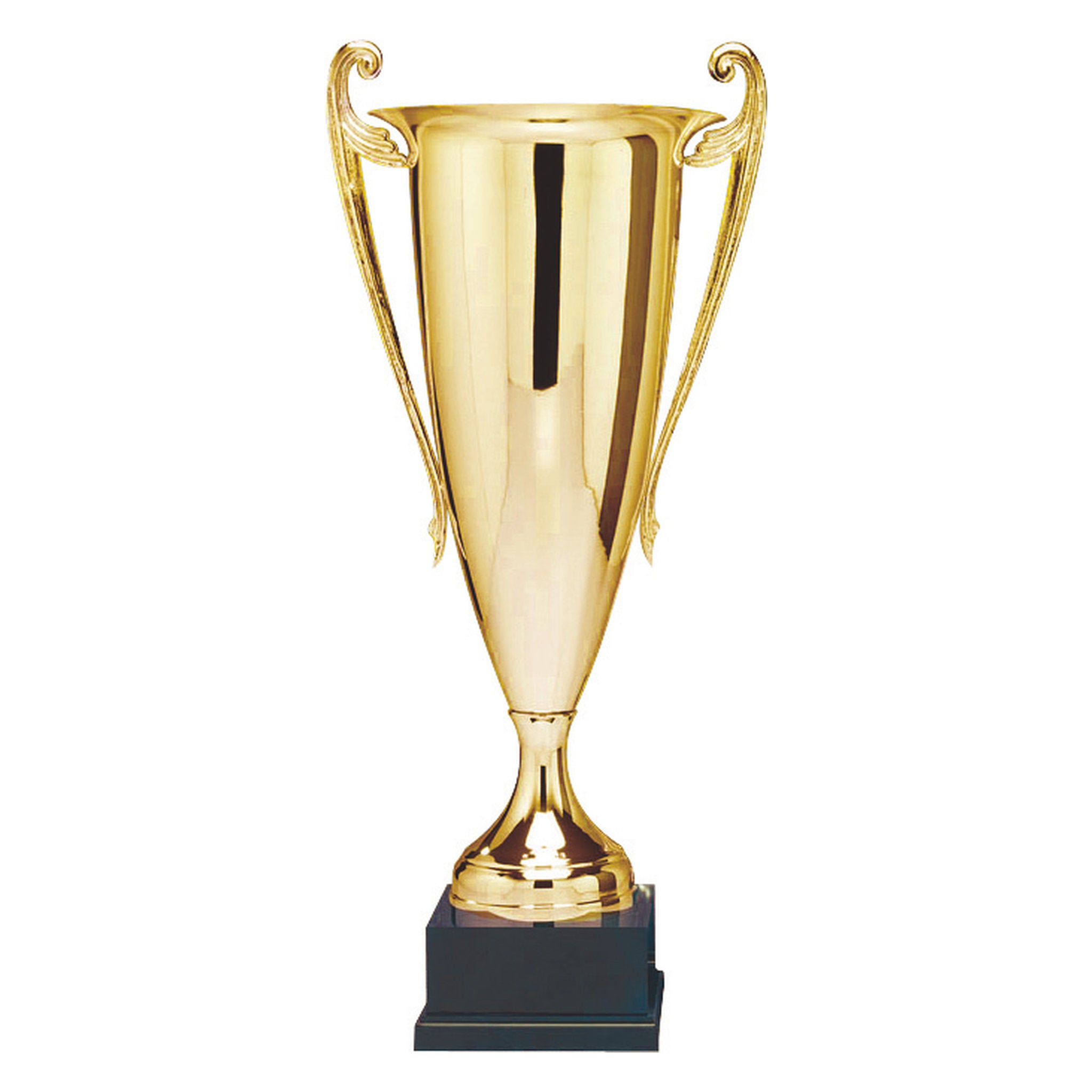 Der Pokal Magnum Gold beeindruckt durch seine schlanke, wertige und herausragende Form. Der Goldfarbene Kelch wirkt ausbalanciert und elegant - die langen Henkel unterstreichen die vertikal edle Ausrichtung und verleihen dem Design eine besondere Note.

D