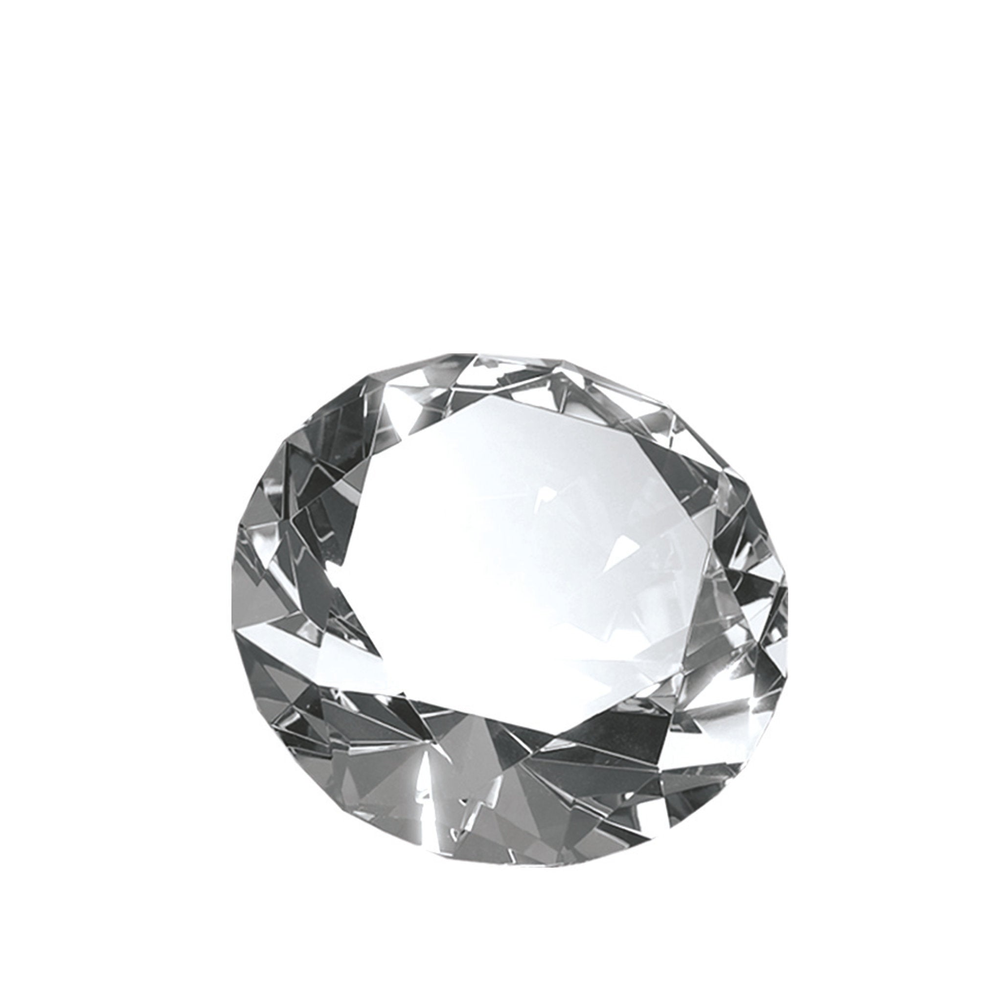 Glitzernder, handgeschliffener Kristallglas-Diamant, freistehend, geeignet als hochwertige Auszeichnung oder dekoratives Geschenk.