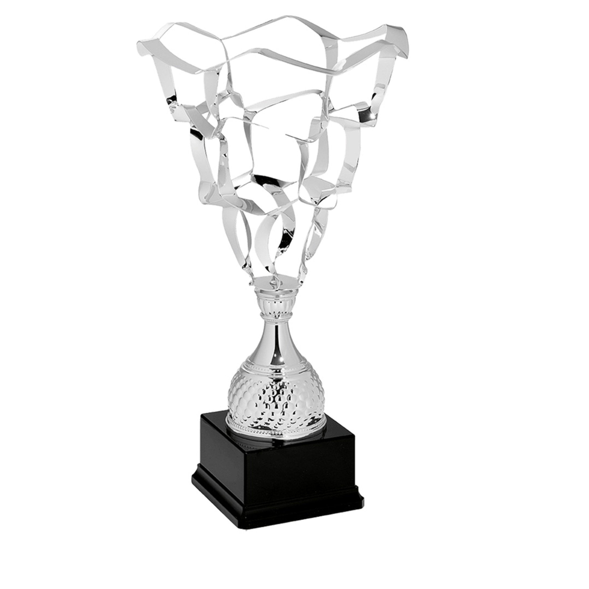 Der Pokal Akelei Gold glänzt mit seinem außergewöhnlichen Design. Die offen verbundene und netzartige Struktur verleiht ihm eine lockere Note und macht ihn zu einem Blickfang. Die Goldoptik wirkt kraftvoll und zugleich filigran ausgearbeitet.

Das untere