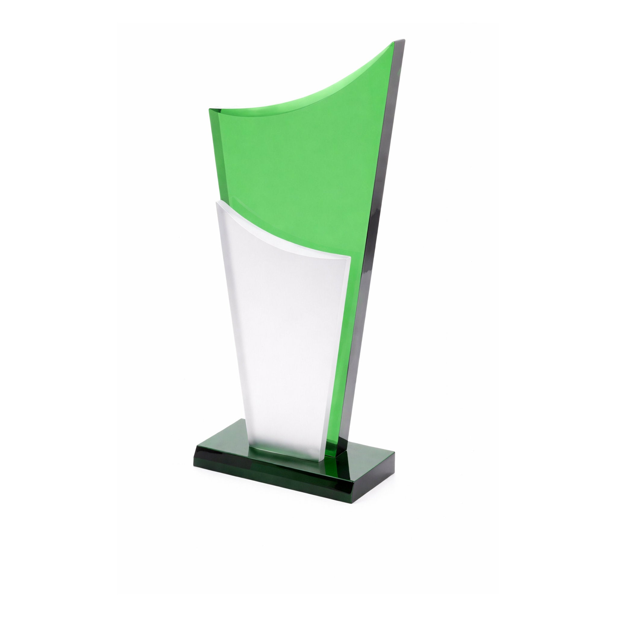 Schwungvoll beschwingt wirkende Acrylglas-Trophäenserie mit eleganter Form, welche an Türme erinnert, kombiniert aus grüner Farbe, Silberoptik und klaren Linien.

Die Trophäe Drive Award steht für Dynamik, Bewegung und Zielstrebigkeit. Die geschwungene Si