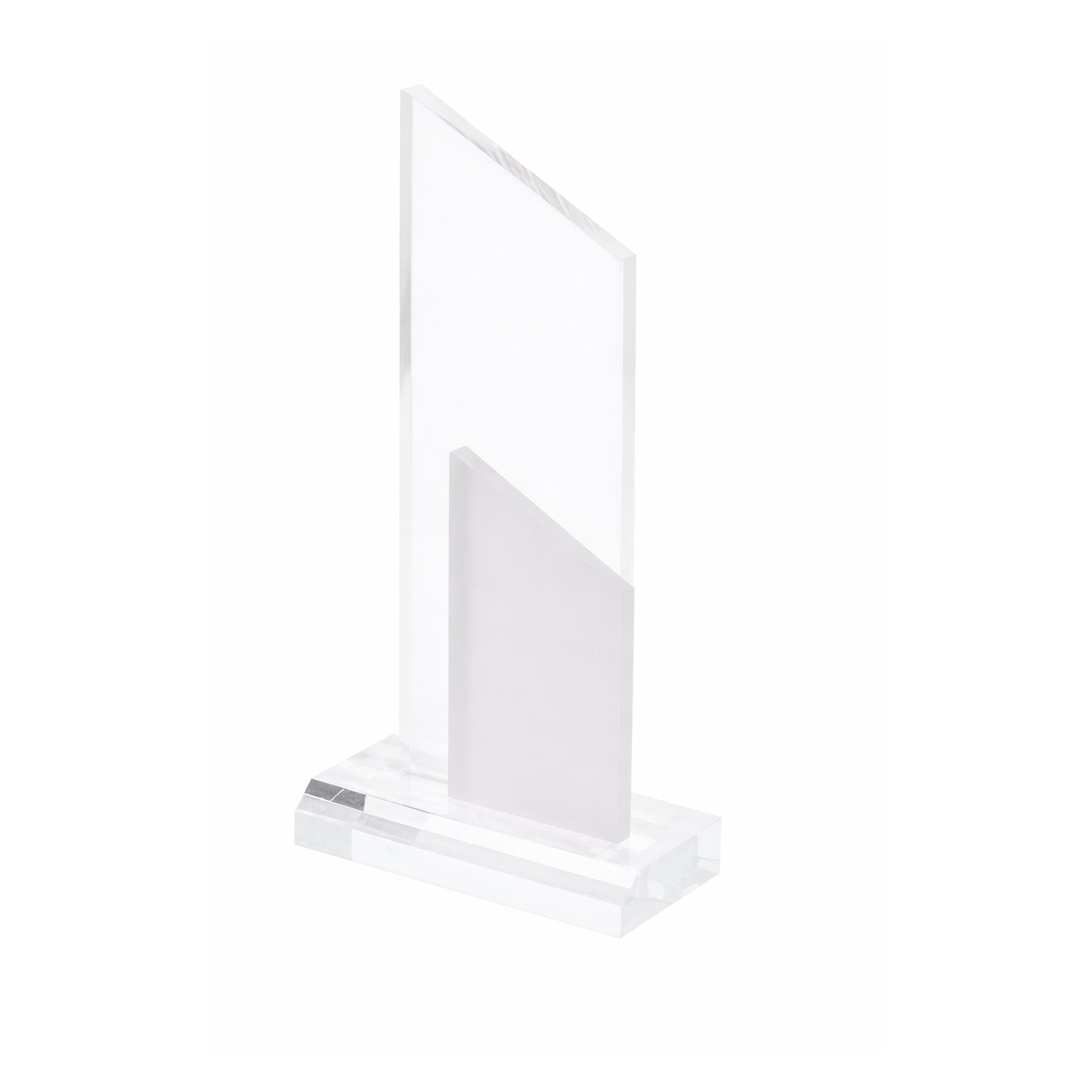 Klare Glastrophäe mit Acrylelement, modern und elegant gestaltet.

Ice Peak Award kombiniert Glas und Acryl zu einer ruhigen, klaren Form. Die aufstrebende Silhouette erinnert an eine scharf geschnittene Bergspitze und vermittelt Zielstrebigkeit und Fokus