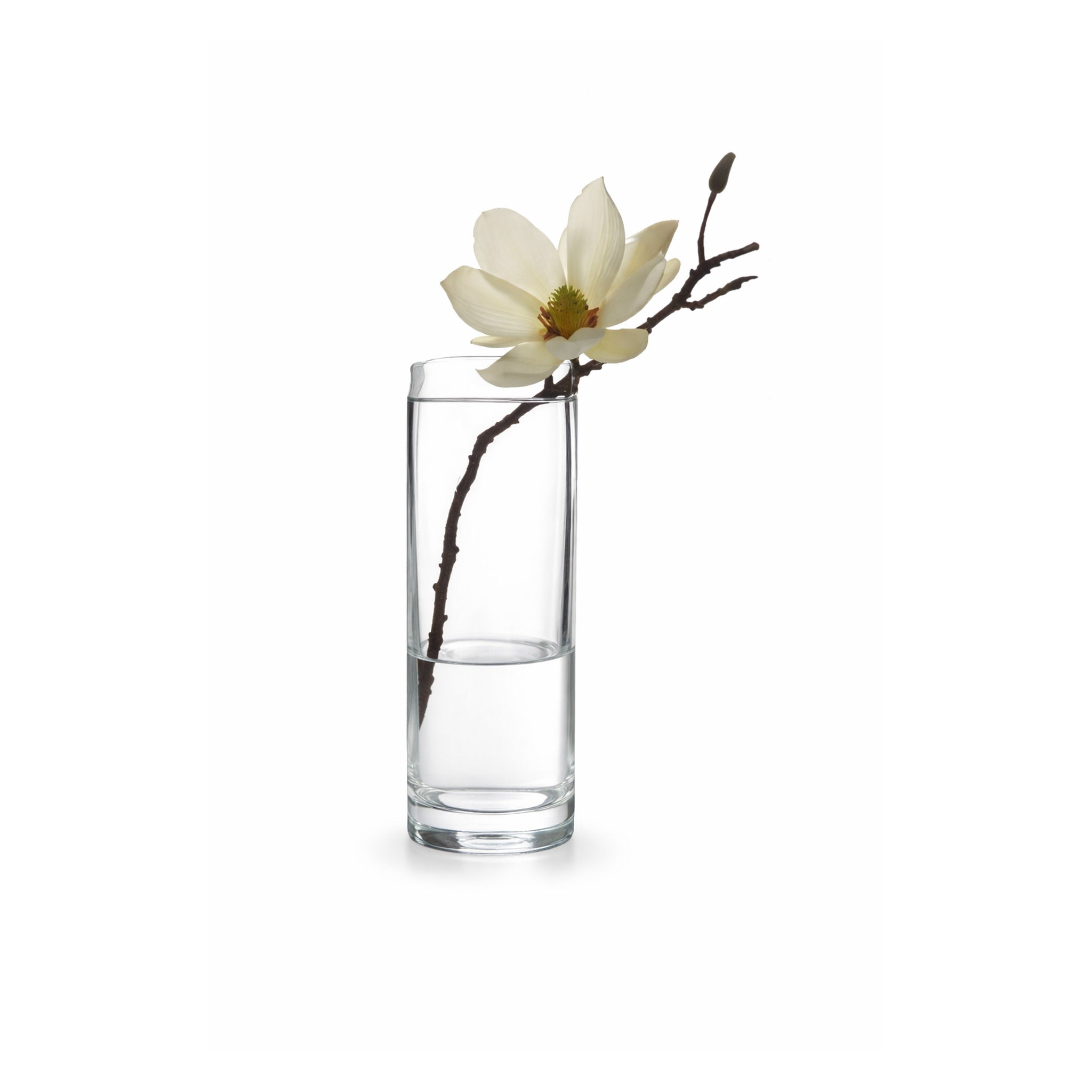 Handgefertigte Glasvase aus klarem Glas mit geradliniger Form, stilvoll und zeitlos für Blumen und Dekoration.