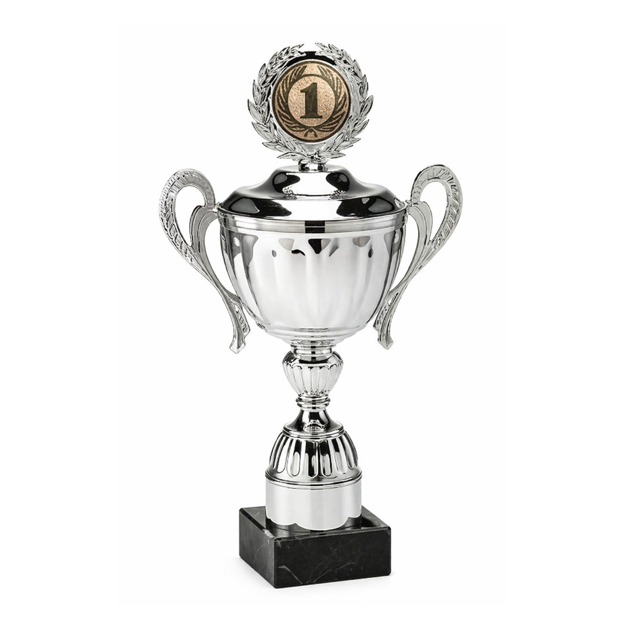 Der Pokal „Ralf“ ist als klassischer Henkelpokal ausgeführt. Der Kelch ist bauchig und silberfarben mit glatter, spiegelnder Oberfläche. Beidseitig sind geschwungene Henkel angebracht, die sich harmonisch vom Kelchkörper abheben.

Der Deckel ist leicht ge