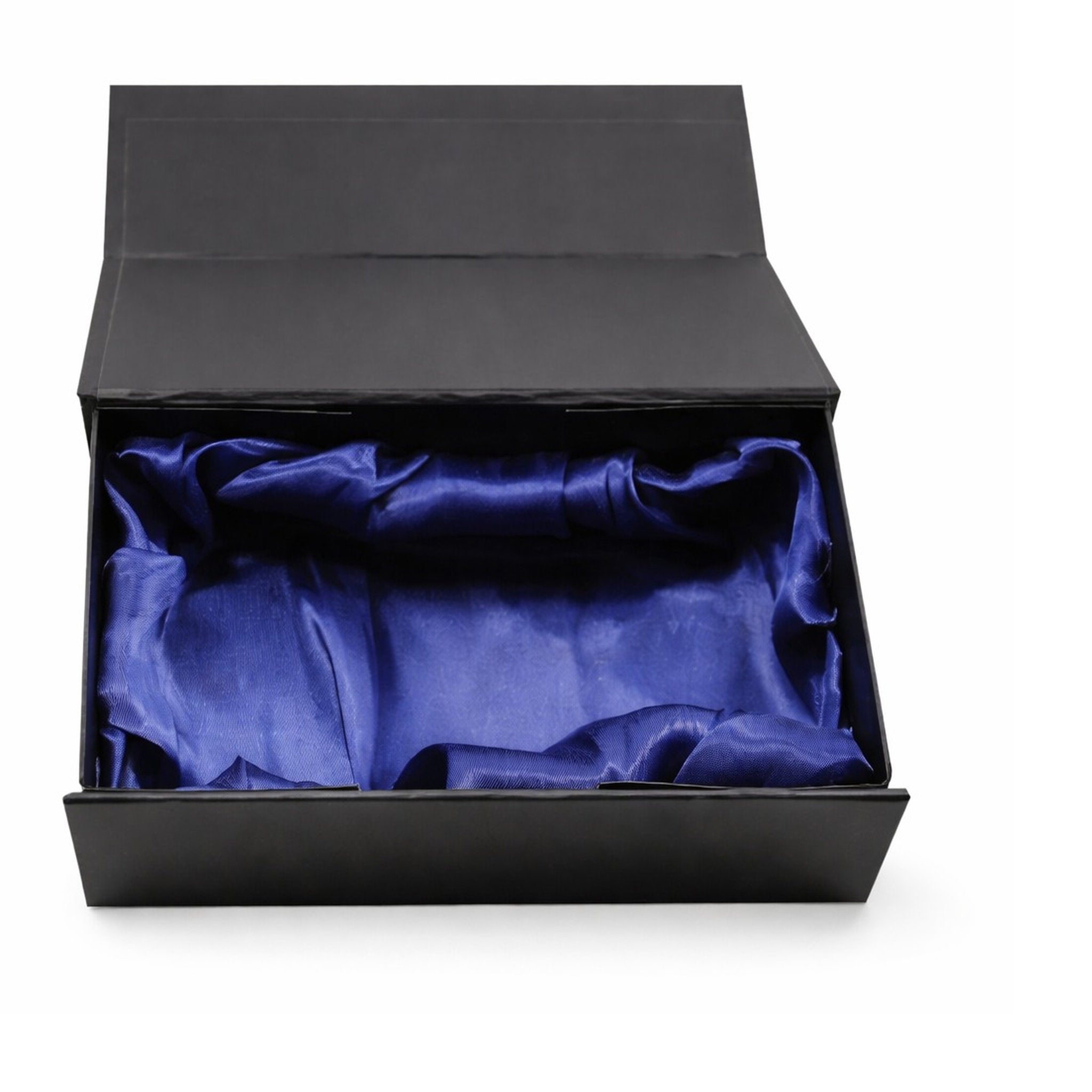 Preiswerte blaue Geschenkbox mit edler Seidenauskleidung zur stilvollen Präsentation von Glastrophäen.