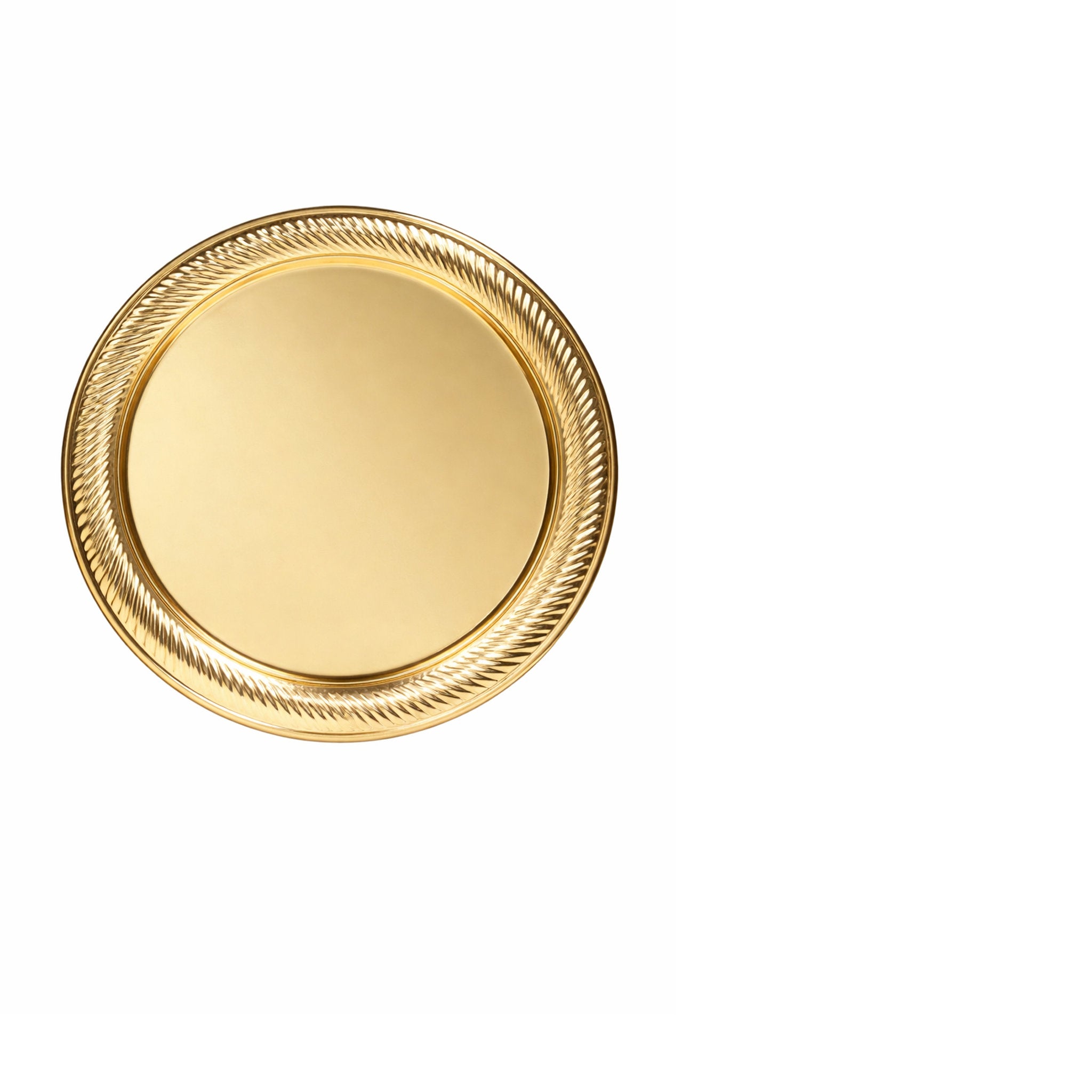 Der Mirror ist ein hochwertiger goldfarbener Teller mit zahlreichen feinen Einkerbungen am Rand. Dieser elegante Teller eignet sich perfekt als Auszeichnung für besondere Leistungen in Sport, Kultur oder Wissenschaft.