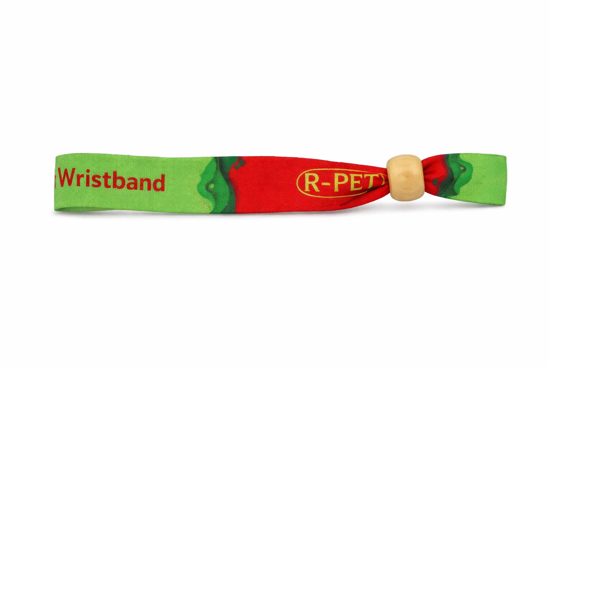 Wiederverwendbares Stoffarmband mit   Holzring.