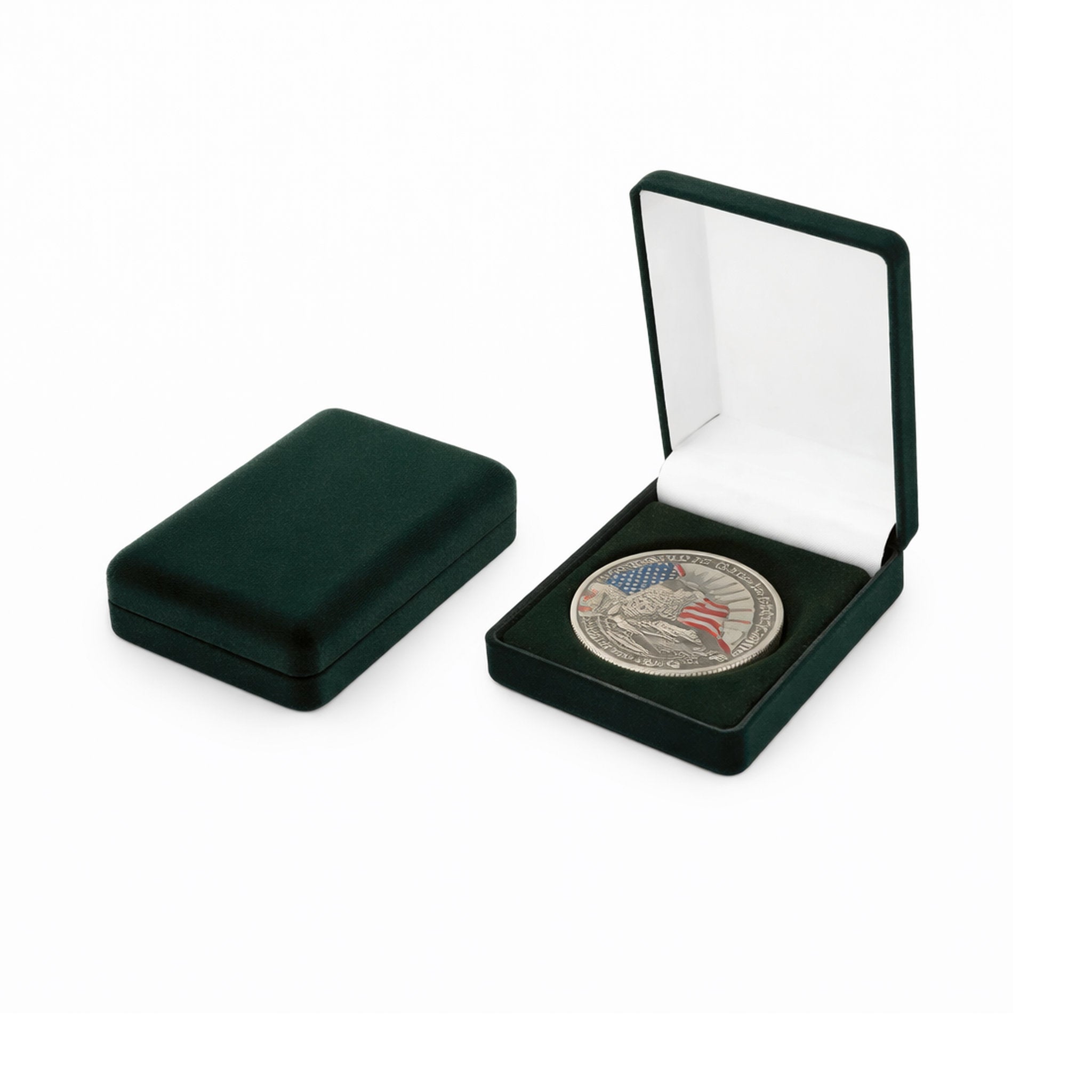 Elegantes Samt-Etui mit Vertiefung für Münzen oder Medaillen  ohne Öse mit Ø 50 mm  – ideal für Sammler und Auszeichnungen.