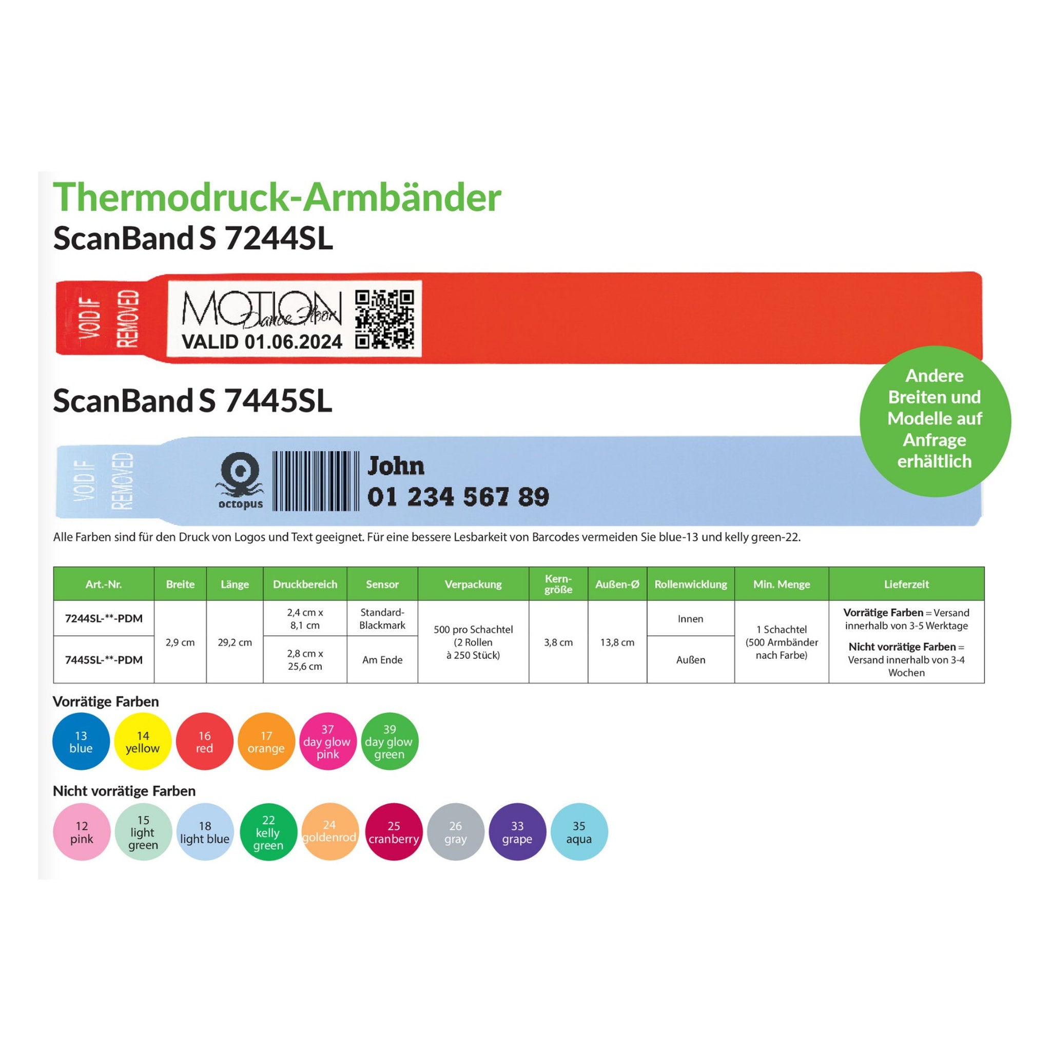 7445SL-PDM,Armbaender Thermodruck Armbaender,Event Armband,Kontroll,Kunststoff Armband,Thermodruck Armband