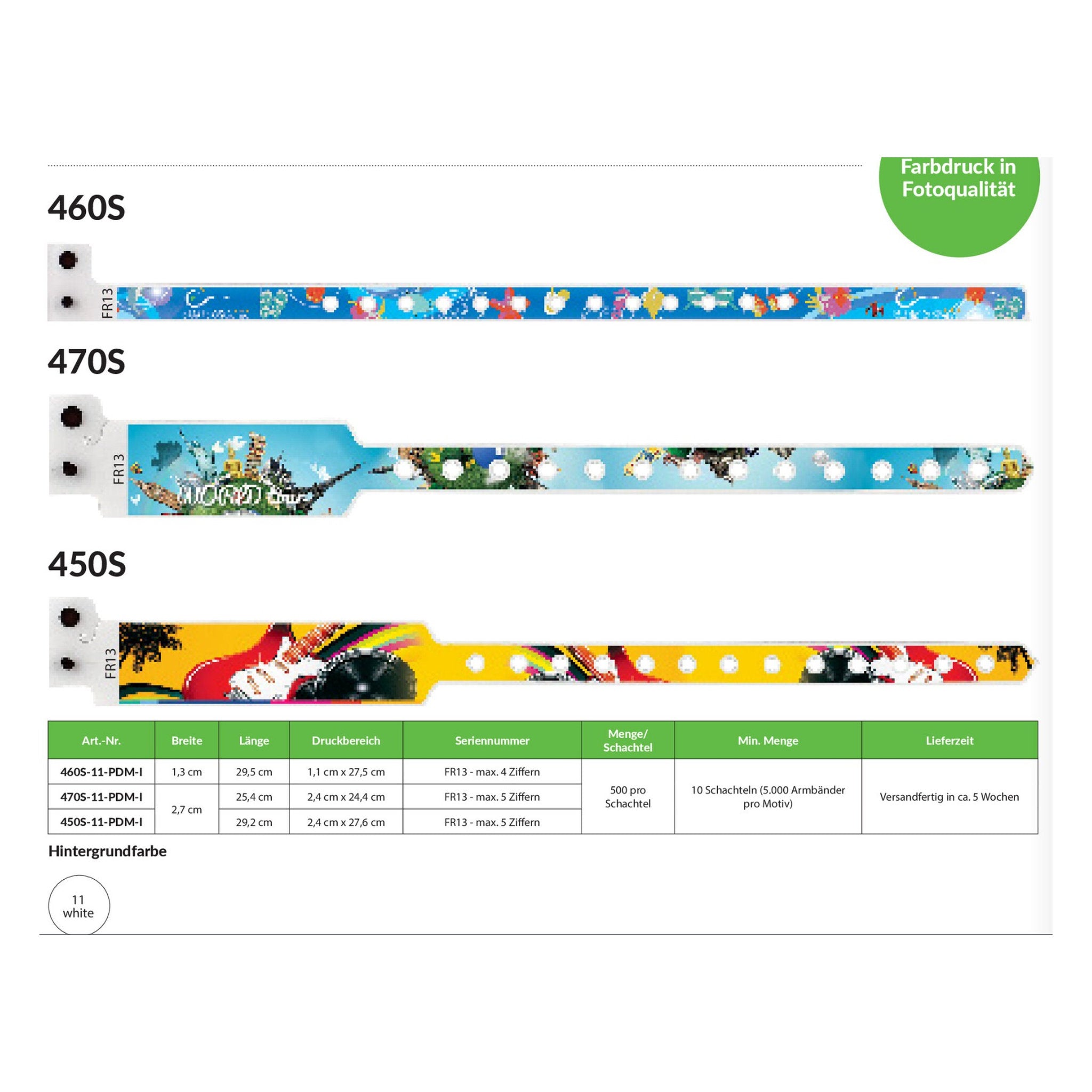 450S-11-PDM-I,Armbaender Kunststoff Armbaender,Kontroll,Kunststoff Armband,SureImage 450S,personalisiertes Armband