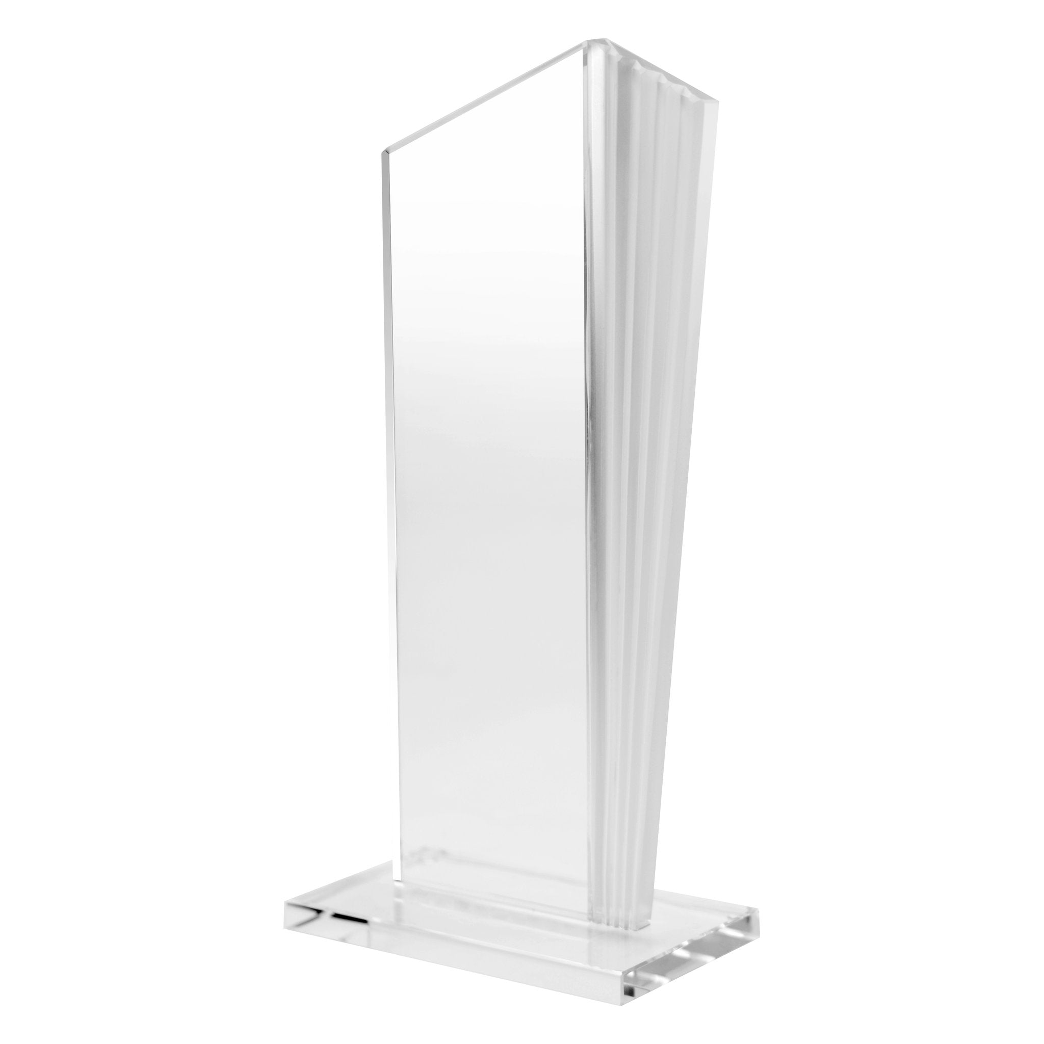 Handgeschliffene Glastrophäe aus klarem Optiwhite-Glas mit markanter, gefächerter Form, geeignet für besondere Ehrungen.

Vancouver zeichnet sich durch seine leicht gefächerte Silhouette aus, die dem klaren Glas Bewegung und Spannung verleiht. Die handges