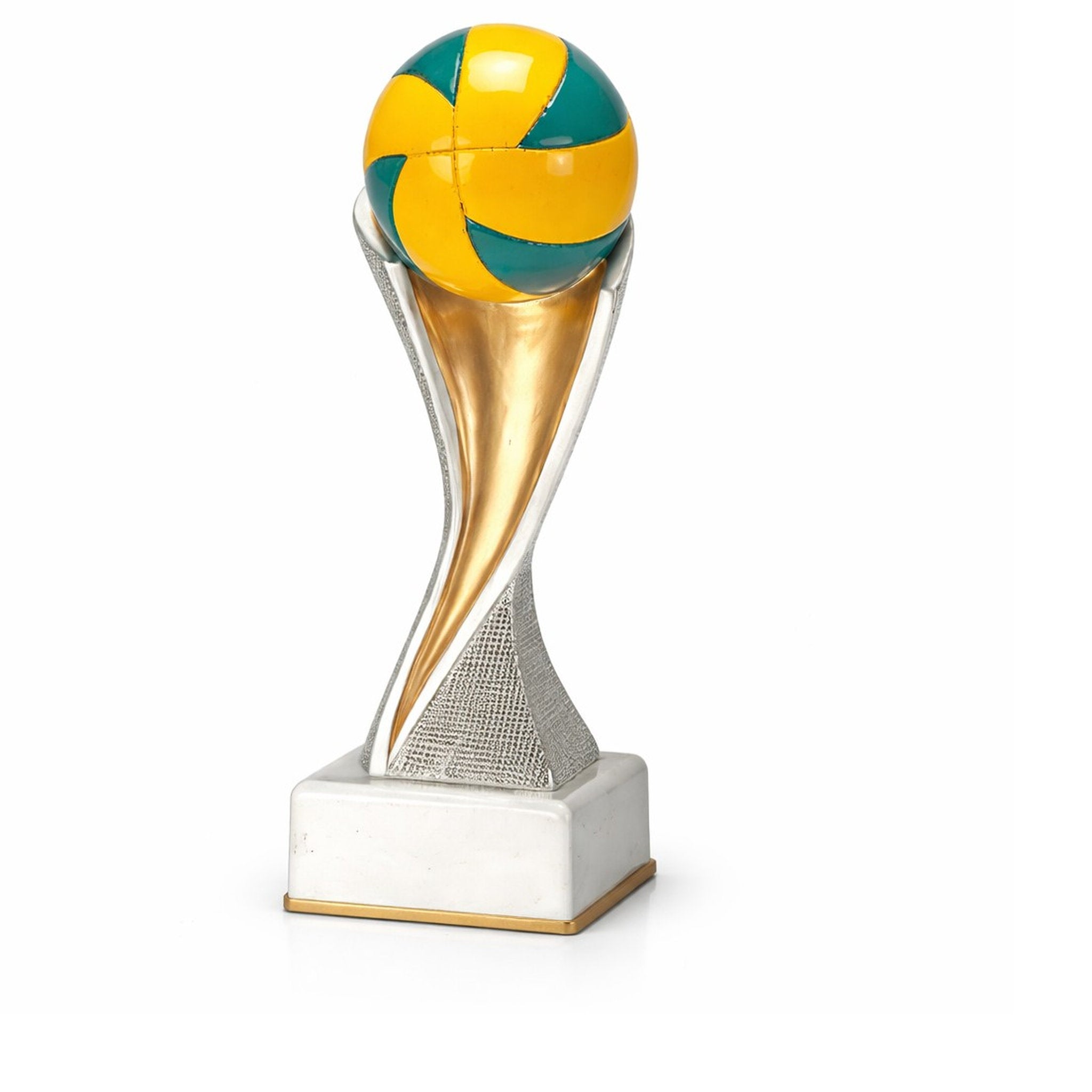 Stilvolle Resin-Trophäe mit Volleyball-Motiv auf massivem Sockel – perfekt für Schul-, Vereins- und Profiturniere.