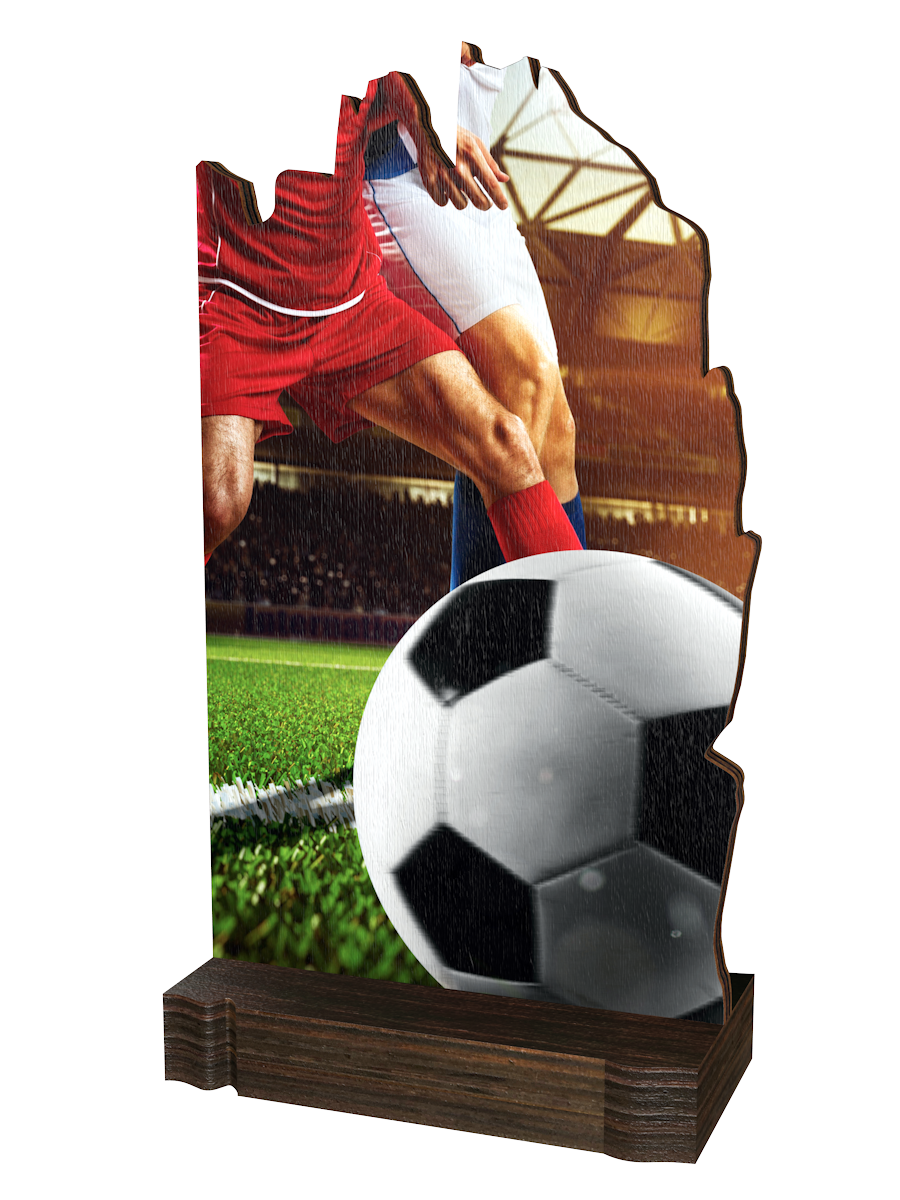 Colorful Wood Trophäe Football mit Fußballmotiv und
hochwertigem Holzsockel – moderne
Auszeichnung für Turniere, Meisterschaften und
sportliche Ehrungen.