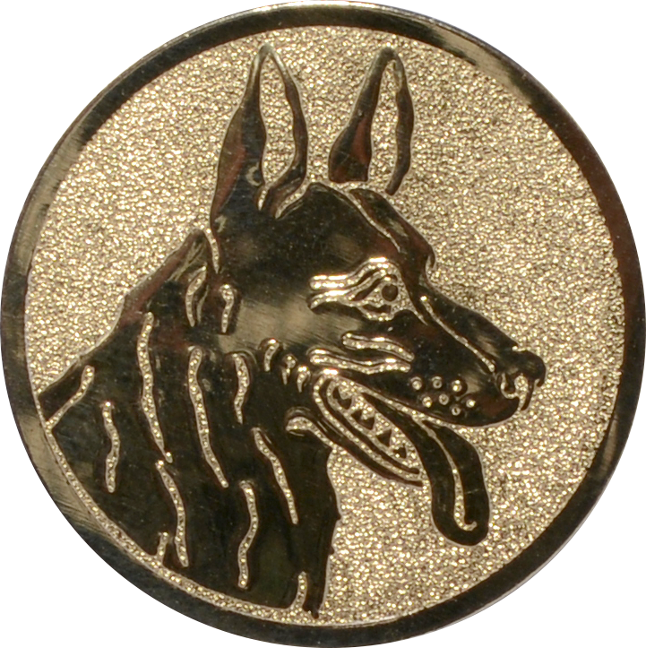 Emblem HUNDSPORT KOPF Ø 50 mm Gold