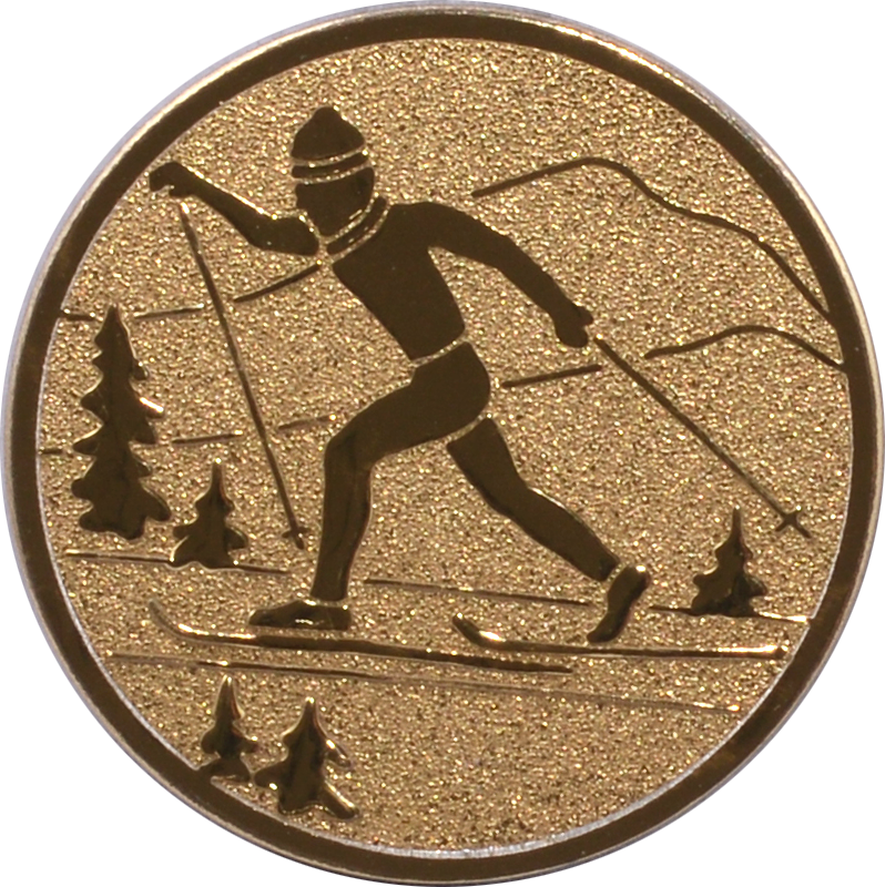 Emblem SKI LANGLAUF Ø 50 mm Gold