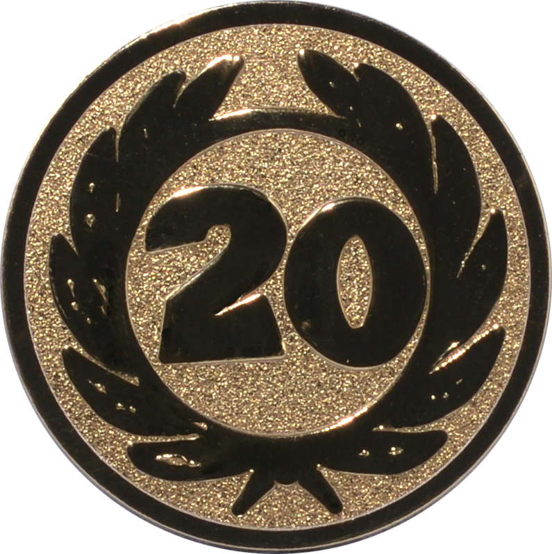 Emblem JUBILÄUMSZAHL 20 Ø 25 mm Gold