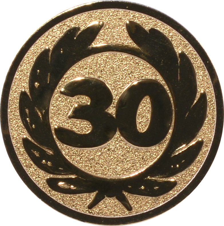 Emblem Jubiläumszahl 30 Ø 25 mm Gold