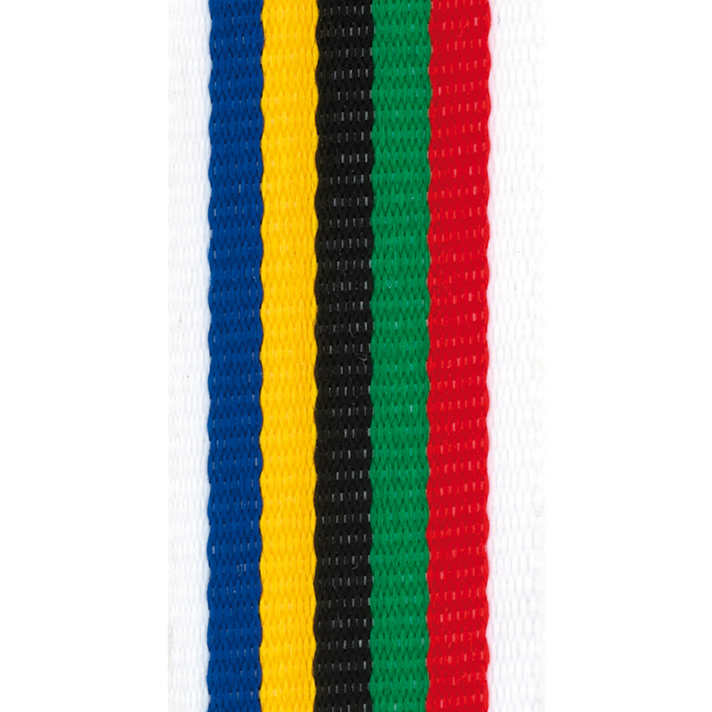 Medallienband REGENBOGEN MIT WEISS 22 mm